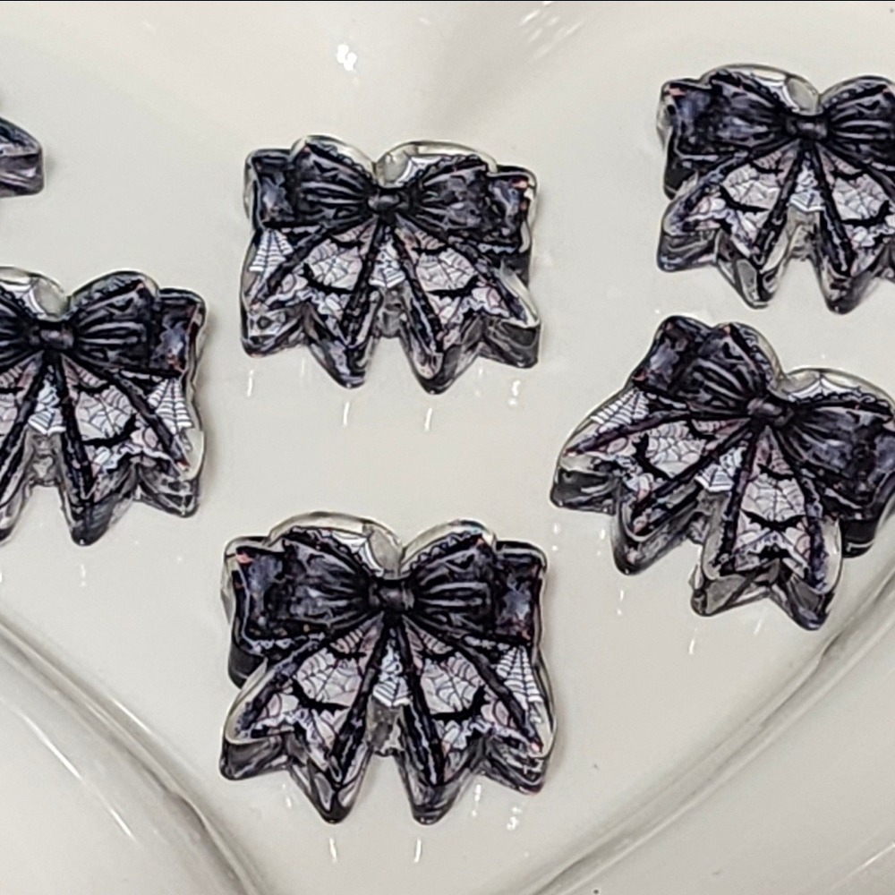 Halloween Bow Bat Beads 2 Pcs Focal Bead Beaded Pen Charm Jewelry Craft Acrylic